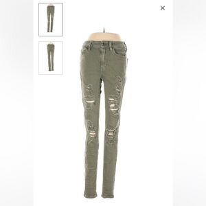 American Eagle Olive Green Ripped Next Level Stretch Jeans